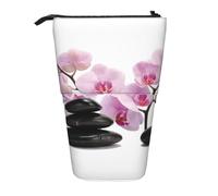 Tcoay Pietre e orchidea rosa, portapenne in piedi, astuccio per cancelleria, astuccio per matite, organizer, astuccio telescopico