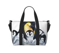 Tcoay Pinguini imperatore con bambini nella neve, borsa da spiaggia per donna - borse da viaggio a mano e a tracolla riutilizzabili