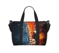 Tcoay Sassofono nel fuoco e nell'acqua, borsa da spiaggia per donna - borse da viaggio a mano e a tracolla riutilizzabili