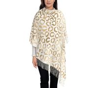 Tcoay Sciarpa in finto cashmere, scialle stampato da donna, sciarpa da donna, elegante leopardo bianco oro e ghepardo