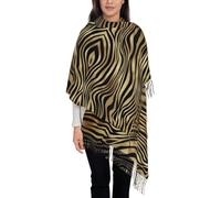 Tcoay Sciarpa in finto cashmere, scialle stampato da donna, sciarpa da donna, pelle di zebra africana nera e oro, seppia