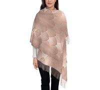 Tcoay Sciarpa in finto cashmere, scialle stampato da donna, sciarpa da donna, rosa, grigio rame, conchiglie art déco, squame