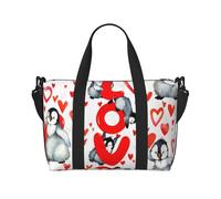 Tcoay Simpatici pinguini per San Valentino, borsa da spiaggia per donna - borse da viaggio a mano e a tracolla riutilizzabili