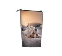 Tcoay Simpatico cagnolino Jack Russell Terrier, portapenne in piedi, astuccio per cancelleria, astuccio telescopico