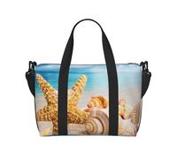 Tcoay Stelle marine e conchiglie sulla spiaggia, borsa da spiaggia per donna - borse da viaggio a mano e a tracolla riutilizzabili