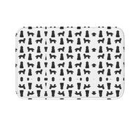 Tcoay Tappetino antiscivolo per pavimento, assorbente, per bagno, zerbino, tappeto, Labradoodle nero, razze di cani, scarabocchio, cane bianco