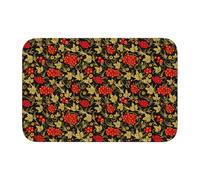 Tcoay Tappetino da bagno Overlock, zerbino, tappeto antiscivolo, assorbente, decorazione per pavimenti, tradizionale mirtillo rosso russo