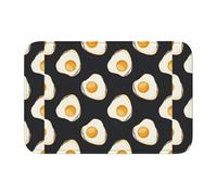Tcoay Tappetino da bagno Overlock, zerbino, tappeto antiscivolo, decorazione per pavimenti, assorbente, cibo, uova fritte, scuro