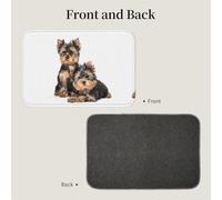 Tcoay Tappeto antiscivolo assorbente per il bagno, zerbino, tappeto, due cuccioli di Yorkshire Terrier