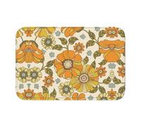 Tcoay Tappeto antiscivolo per pavimento, assorbente, per bagno, zerbino, tappeto, colorato, retrò, anni '70, motivo floreale