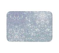 Tcoay Tappeto antiscivolo per pavimento, assorbente, per bagno, zerbino, tappeto, stampa glitter argento scintillante