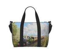 Tcoay Treno a vapore e ferrovia, borsa da spiaggia per donna - borse da viaggio a mano e a tracolla riutilizzabili