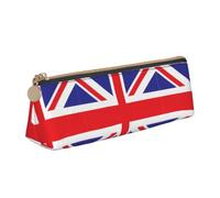 Tcoay Union Jack, Astuccio portamatite triangolare portatile con cerniera, in PVC e similpelle, ideale per adolescenti e adulti.