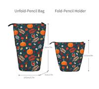 Tcoay Zucca felice del Ringraziamento, portapenne in piedi, astuccio per cancelleria, astuccio per matite, organizer, astuccio telescopico