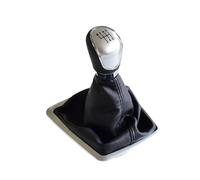 TCPCHKHOPP Pomello Leva Cambio per Ford per Focus MK2 2006-2011 Gear Stick Pomello Cambio E Dust Boot Cover in Pelle Adattatore Auto Ricambio 5/6 Velocit Manopola Cambio(Silver 6 Speed)
