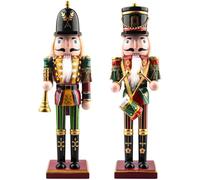 TCRZHHRX 2 Pezzi Soldati Schiaccianoci di Legno (30 cm), Schiaccianoci Soldatino - Decorazioni Natalizie Per La Casa Particolar, Idee di Regali per Natale per Amici/Sorelle (Tamburi e Fanfare)