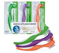 TCS Fresh Dental Appliance - Spazzolino da denti con setole morbide con manico ergonomico, confezione da 3, spazzola per protesi dentali, paradenti e parti flessibili (3 spazzolini da denti)