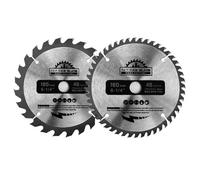 TCT - Lame per sega circolare da 160 mm, per smerigliatrice angolare, dischi per taglio del legno, lama per sega fine 160 mm x 20 mm, 48 denti + 150 mm x 20 mm, 24 denti, compatibili con Bosch Makita