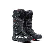 TCX - Comp Kid, Stivali da Motocross Bambino, Tomaia in Microfibra, Chiusura con 3 Fibbie in Poliuretano con Regolazione Micrometrica e Velcro, Nero/Bianco
