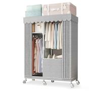 TCXSSL Armadio In Tessuto Con Ruote Armadi Portatili Autoportanti Grande Armadio Portatile In Tessuto Per Camera Da Letto, Appendiabiti Pieghevole Per Appendere Abiti Grande Capienza(102CM)