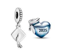 TCZNAF Charm a forma di cappello di laurea 2025, compatibile con braccialetti a forma di cuore, da donna, 4.5mm-5mm, Zirconia cubica, Zirconie sintetico