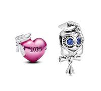 TCZNAF Charm a forma di cappello di laurea 2025, compatibile con braccialetti a forma di cuore, da donna, Zirconia cubica, Zirconie sintetico