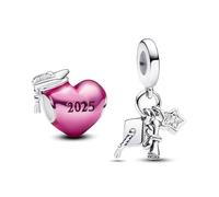 TCZNAF Charm a forma di cappello di laurea 2025, compatibile con braccialetti a forma di cuore, da donna, Piccolo, Zirconia cubica, Zirconie sintetico