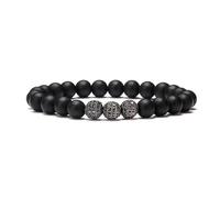 TDCHNDRO Bracciale in pietra grezza naturale - Bracciale con perline a sfera di diamanti e zirconi micro-inseriti, bracciale nero opaco(3 black diamond balls)