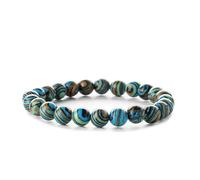 TDCHNDRO Bracciale in pietra grezza naturale - Bracciale in perline di agata turchese in pietra naturale Bracciale in ghiaia vulcanica opaca(Blue marquis)