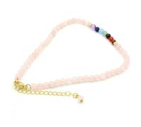 TDCHNDRO Bracciale in pietra grezza naturale - Cavigliera fatta a mano con sette cristalli di perline, ornamenti etnici semplici for i piedi(Rose Quartz)