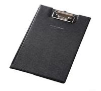 TDCuizent Cartella portablocco con coperchio, lavagna e robusta clip in metallo rivestita in plastica, pieghevole con foro per appenderlo, portapenne integrato e tasca interna (nero)