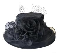 TDCuizent Donne per Organza Cappello Da Sole Tesa Larga 10cm Floreale Mesh | Bordo largo 10 cm, ottima ombra, per tessuto a rete in organza, accenti floreali, protezione estiva all'aperto