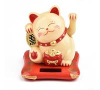 TDCuizent Gatto portafortuna alimentato a energia solare, decorazione per cruscotto auto, gatto giapponese Maneki Neko, decorazione per scrivania, accessori per auto Feng Shui ricchezza, buona fortuna