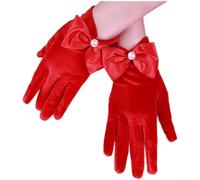 TDCuizent Guanti da sera in velluto da donna con dettaglio fiocco perla | Elegante abito da donna dal design retrò con dita intere, per feste di nozze, servizi fotografici, per occasioni formali