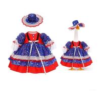 TDCuizent Oca da prato patriottica del 4 luglio per costume Set con vestito rosso bianco e blu e cappello per oche da giardino da 58 cm, decorazione festiva per il giorno dell'indipendenza per portico