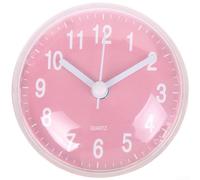 TDCuizent Orologio a ventosa, 7 cm, impermeabile, al quarzo, anti-appannamento, display trasparente, per bagno, cucina, piastrelle, specchi, scrivania, bianco, grigio, rosa, blu (rosa)