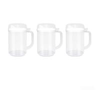 TDCuizent Set di 3 mini brocche sicure con coperchio, 650 ml, in plastica, per acqua, latte o succo, design a prova di versamento, per imparare a casa, asilo e aula, colore: bianco
