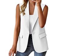TDEOK blazer corto da donna, colore nero, blazer estivo, senza maniche, elegante, giacca estiva da donna, leggera, elegante, sciancrata, per le mezze stagioni, bolero, bianco, XXL