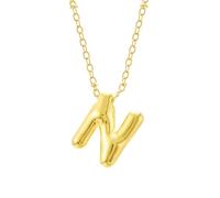TDEOK Bubble Letter Necklace Gold Initial Necklaces for Women Trendy Chunky Charm Pendant Necklaces Gold Jewelry Birthday for Women Teen Her Mom Grandma Wife Sister Collane E Braccialetti, n, misura