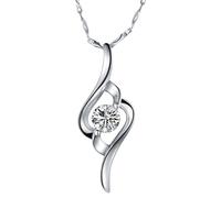 TDEOK Collana a forma di cuore con ciondolo a forma di fiocco di neve Moissanite Color Four Prong Heart, argento, misura unica