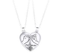 TDEOK Creative Heart Couple's Lock Chain Fashion Hook Necklace for Him and Her Unique Idea Collana stretta, argento, misura unica