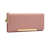 TDEOK Donne di stile e saggezza borse modello solido semplice lunga cartella moda comodo donna portafoglio grande, Colore: rosa., taglia unica