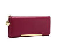 TDEOK Donne di stile e saggezza borse modello solido semplice lunga cartella moda comodo donna portafoglio grande, Colore: rosso, taglia unica