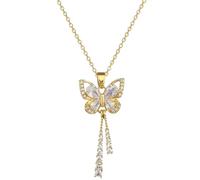 TDEOK Elegante Hollow Butterfly Pendant Necklace Chic Lightweight Design Unique Statement Jewelry Collana, giallo., misura unica