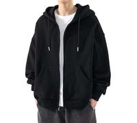 TDEOK Felpa con cappuccio da uomo, tinta unita, casual, con cappuccio, taglie forti, morbida, a maniche lunghe, invernale, casual, per tutti i giorni, sport, club, Nero , 5XL