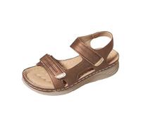 TDEOK Fibbia laterale casual con fondo piatto, scarpe romane, sandali estivi da donna, sandali da donna alla moda, sandali da donna, larghezza 41 H, marrone, 41 EU