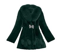 TDEOK Giacca da donna in pelliccia sintetica, lunga pelliccia, trapuntata, a maniche lunghe, per matrimonio, in pelliccia, per autunno e inverno, elegante, calda, in finta pelliccia, verde, M