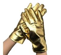 TDEOK Guanti metallici corti Shiny Opera Cosplay Gloves Role Play Costume Guanti per adulti Carnival danza del ventre gioielli, gold, Taglia unica