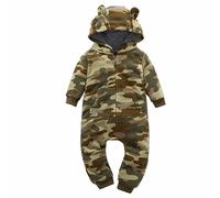 TDEOK Neonato Ragazza Pagliaccetto Manica Lunga Con Cappuccio Camouflage Zipper Felpa Esterno Body Tutina Abbigliamento Sottogonna Ragazze, Mimetico, 9-12 Monate