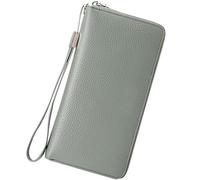 TDEOK Portafogli da donna con blocco RFID, chiusura lampo su tutto il perimetro, porta carte di credito, pochette per telefono da donna, colore: nero, verde, taglia unica